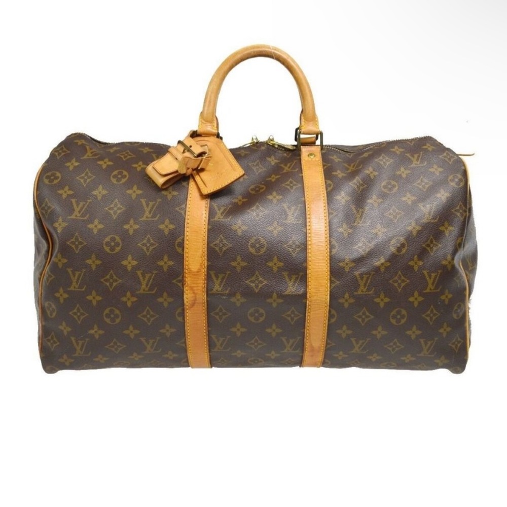 LV Louis Vuitton 50 Keepall Monogram Travel Bag w/ Luggage Tag  Pre-Owned